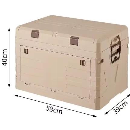 Double-Layered Picnic Storage Box, Folding Design for Outdoor Use with Multi-Functional Organizer