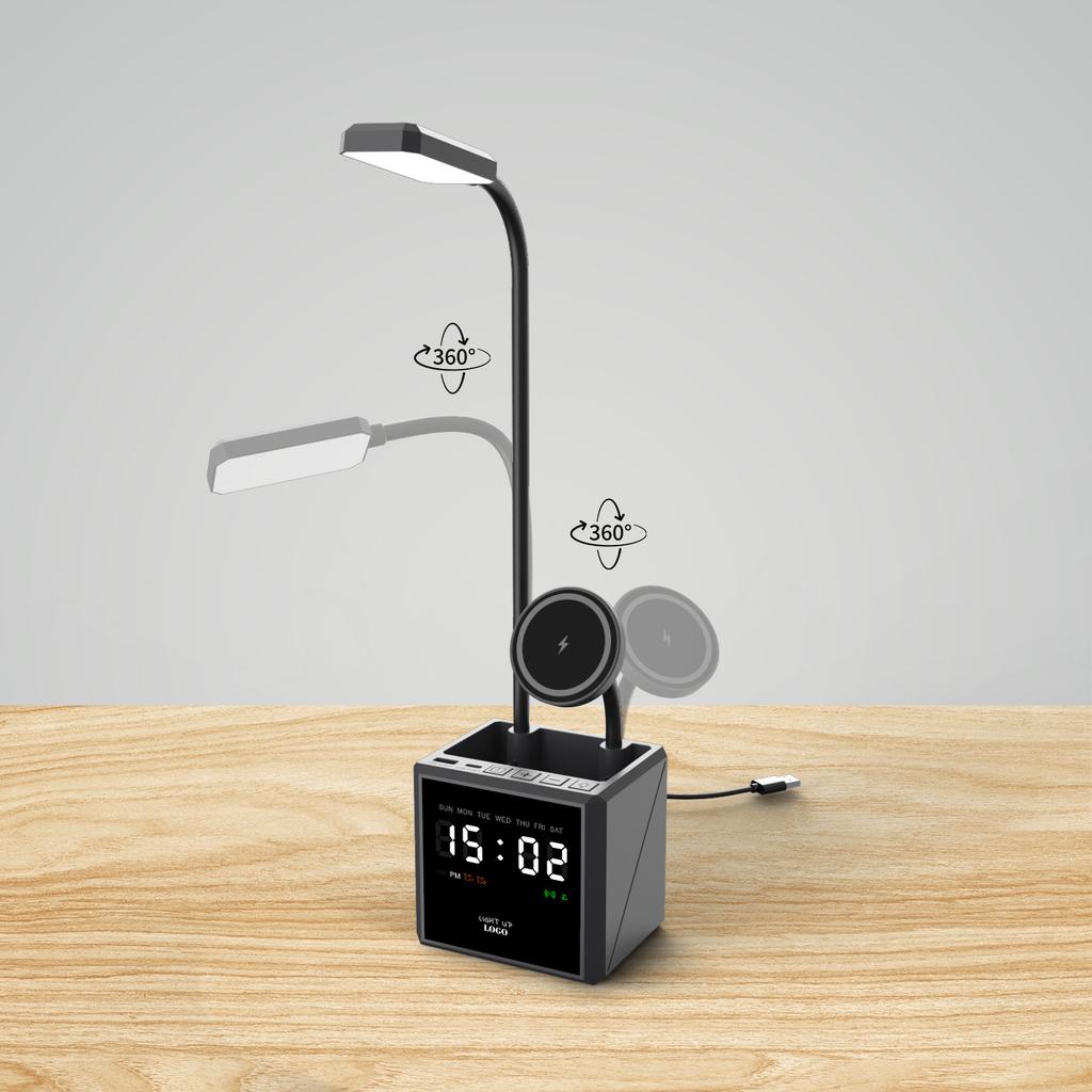 High-quality Desk 3 in 1 Wireless Charger With Lamp Organizer Alarm Clock Fast Charging Station Wireless Charger