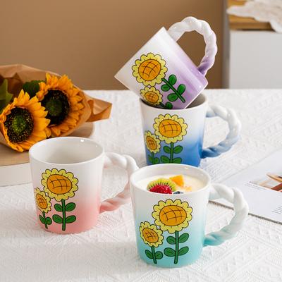 Sonnenblumen-Design Keramik Wasserbecher Langlebige Tassen Kaffeetasse Teetasse