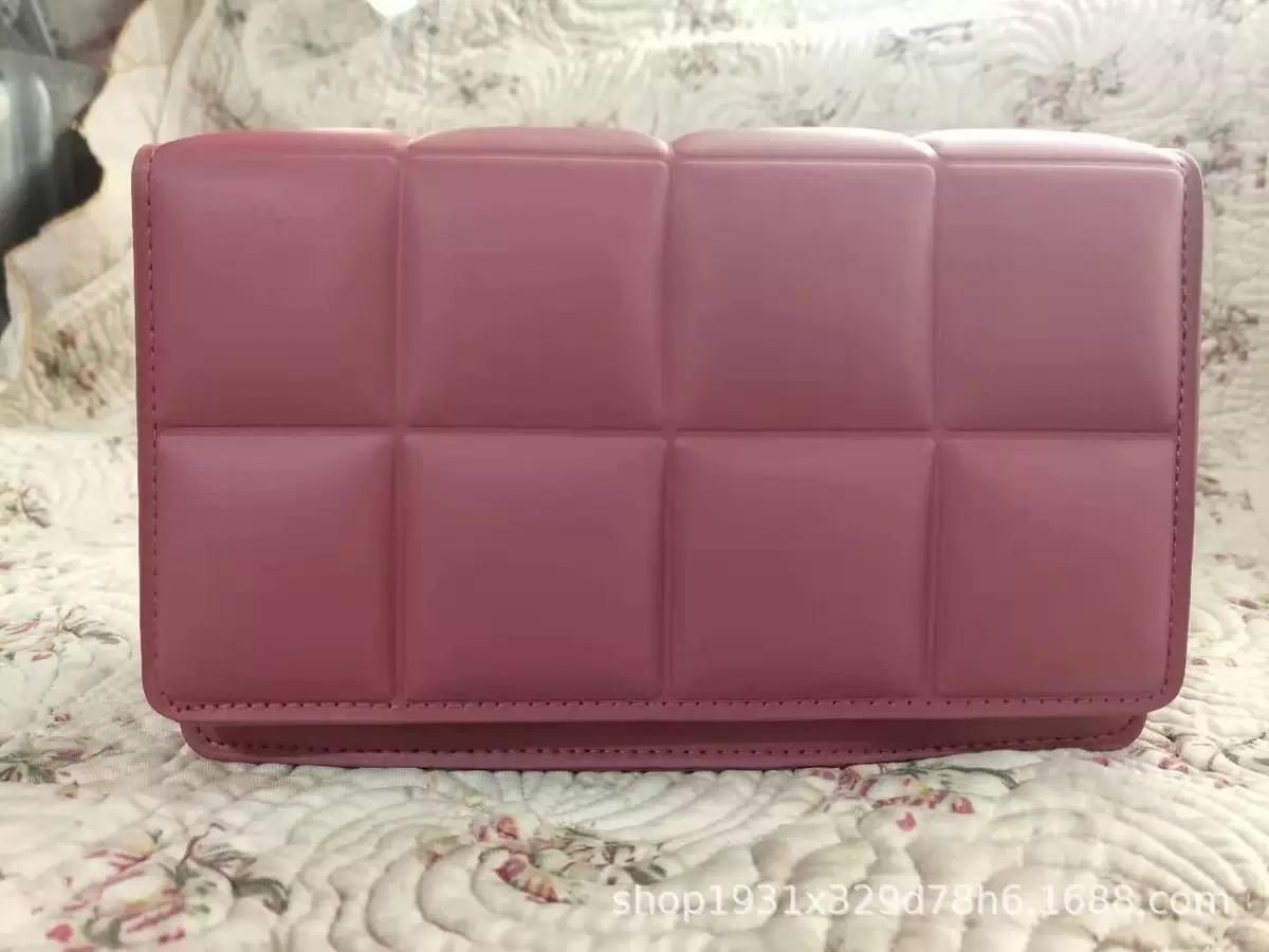 

Simple Shoulder Bag Women PU Leather PlaidCrossbody Small Square Purse Handbag