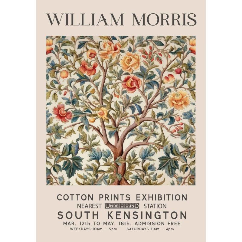 Vintage William Morris Exhibition Butterfly Moon & Stars Art Poster Canvas Painting Wall Prints Picture Living Room Home Decor