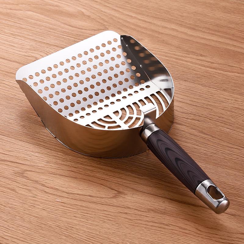 Stainless Steel Cat Litter Scoop with Fine Mesh, Large Portable Poop Scooper, Non-Slip Handle