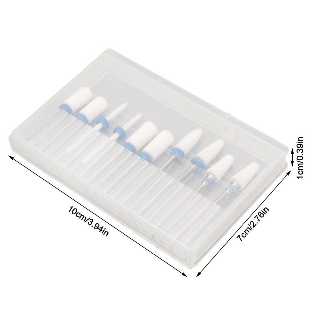 10pcs Ceramic Ceramic Nail Drill Bit Set  Nail Surface Polishing And Shaping