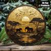 Metal Poster Wall Art African Elephant Sunset Vintage for Living Room