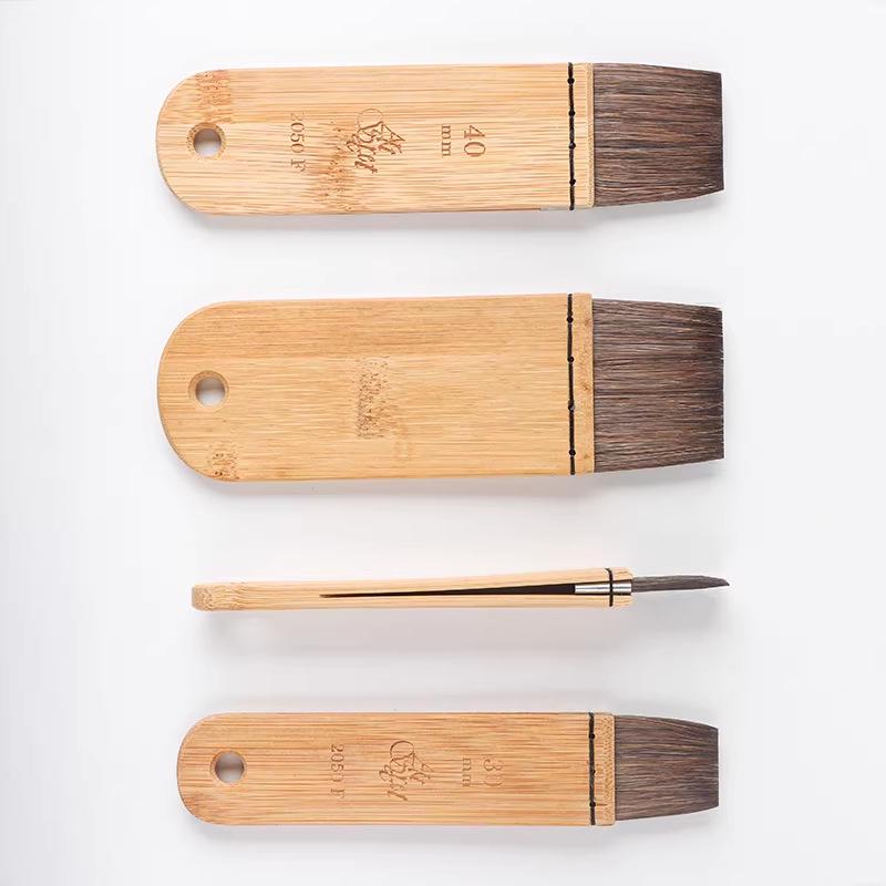 Artsecret Flat Brush with Grey Squirrel Hair Blend & Carbonized Bamboo Handle for Watercolor, Gouache, Oil, & Acrylic Painting