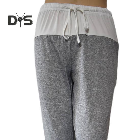 Pantaloni de yoga pentru femei, culori contrastante, cu șnur, talie elastică, picior lat, largi, moi, respirabili, pentru femei, pantaloni lungi pentru femei