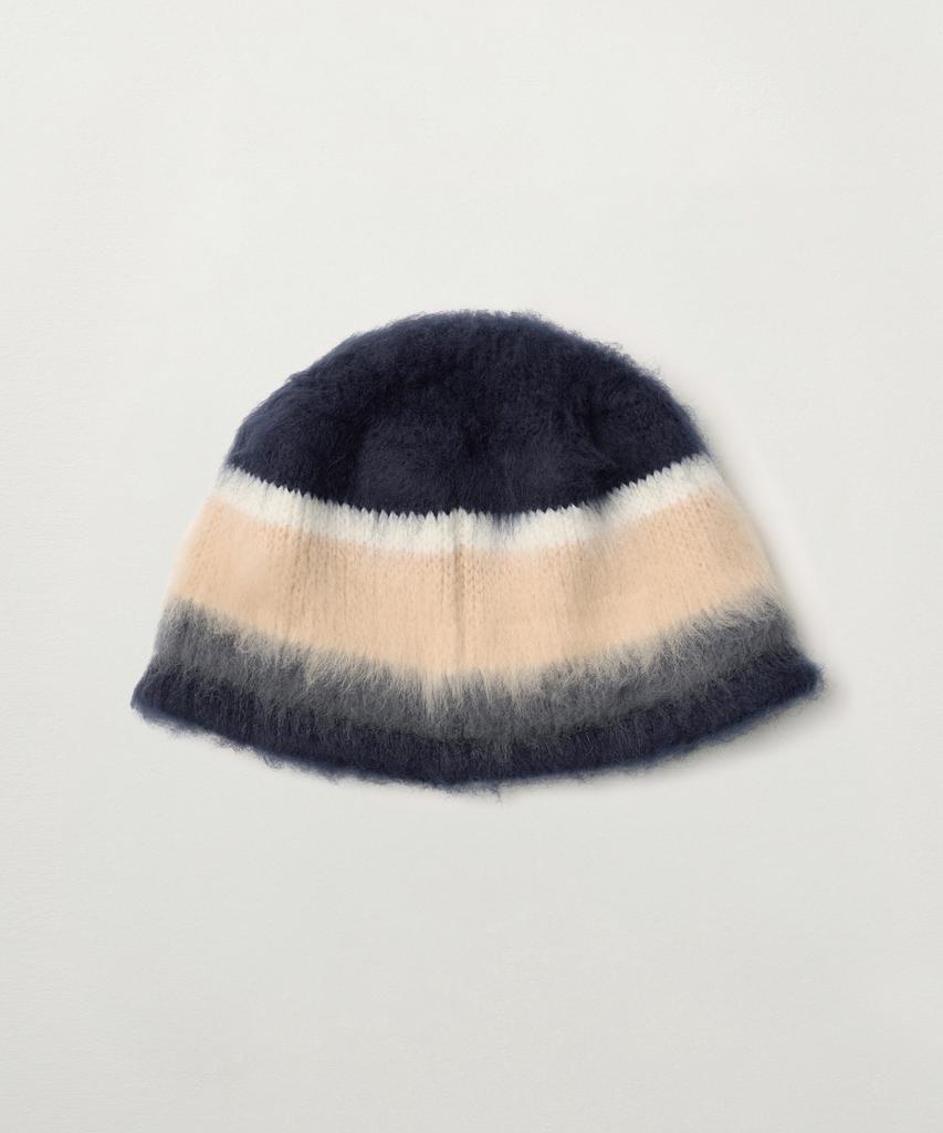 Seteo Striped Knit Bucket Hat Navy