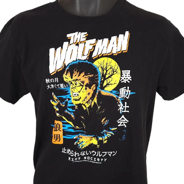 

Wolf Man 100% Cotton T-shirt Mens Tees Top Mens Size Medium Black Universal Studios Monsters Made In USA M