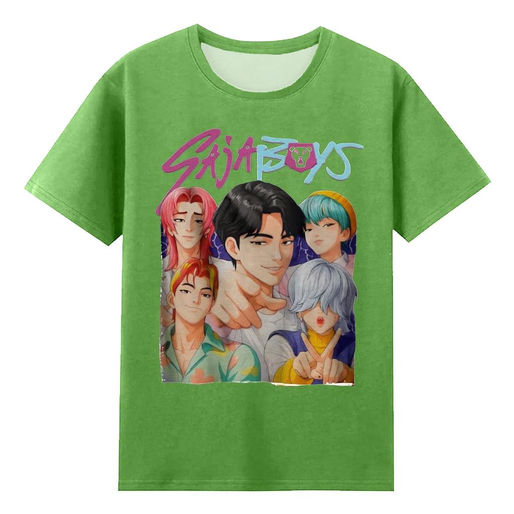 Boys Girls Round Neck Casual Printed Short-sleeved T-shirt Top