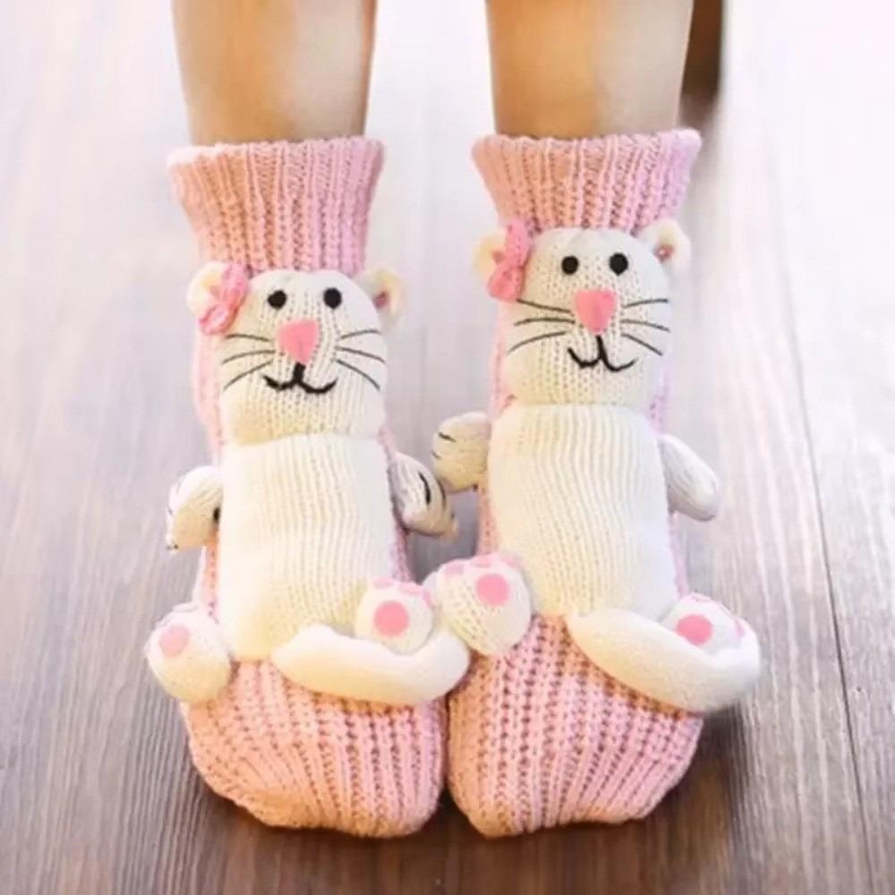 Hand Crocheted Animal Socks Thick Novelty Floor Socks New Funny Socks  for Men & Women