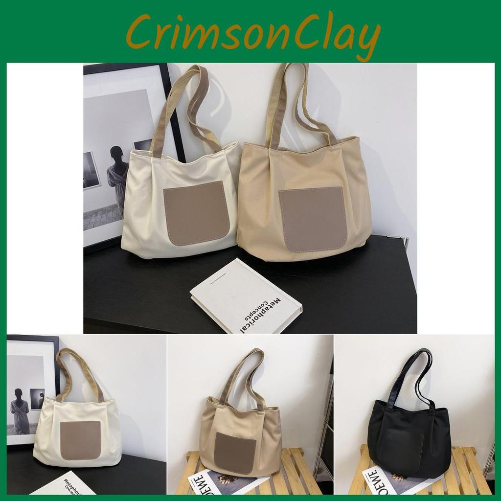 Urban Chic Nylon Tote Bag Large Capacity Stylish Grocery Shopping Bag With Zipper