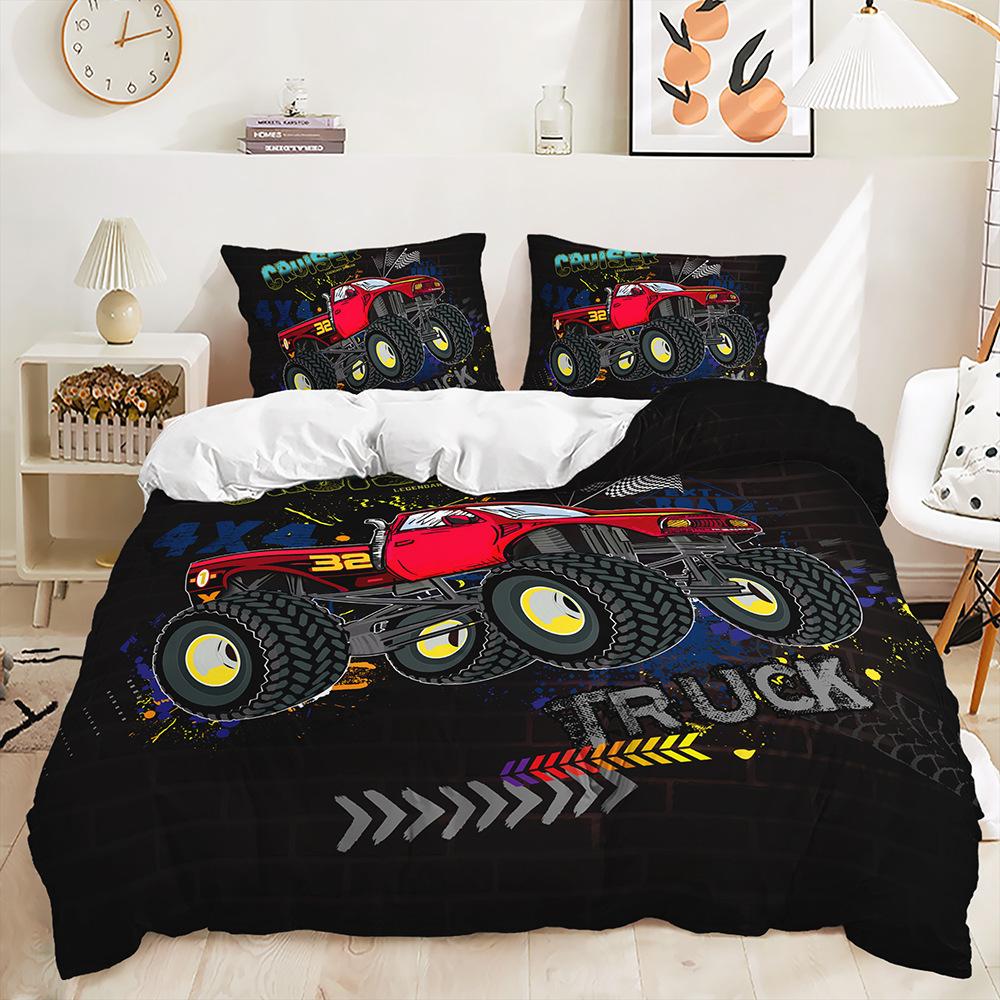 Three-Piece Bulldozer Large Truck Quilt Cover Two-Piece Bedding Kit
