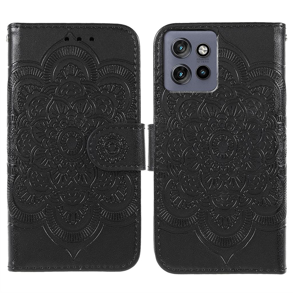 For Motorola Edge 50 5G Case PU Leather Mandala Imprinted Design Wallet Phone Cover