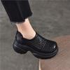 Johnature Thick Soled Height Increasing Genuine Leather Woven Sandals Hollow Breathable Women's Platform Shoes