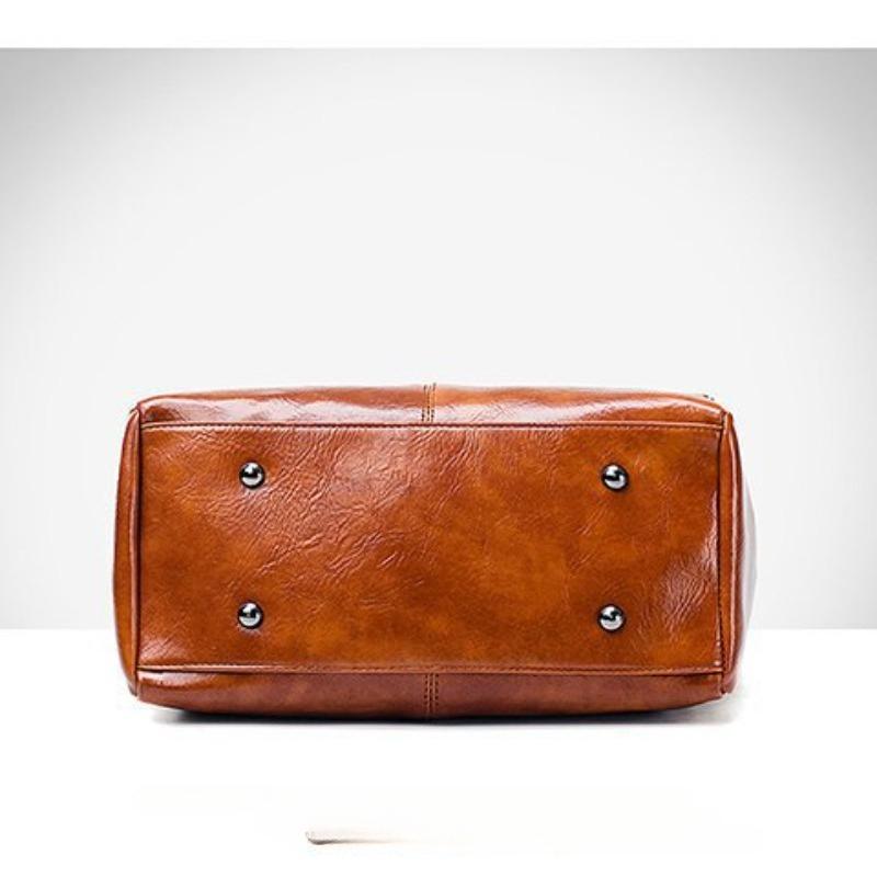 Vintage Braided Handle Leather Satchel Bag for Women - Large Capacity Crossbody Tote