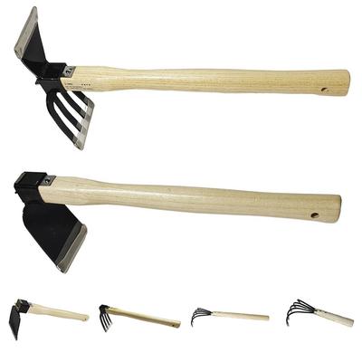 Rastrello a zampa da giardino con manico in legno Rastrello manuale Zappa Acciaio a 4/5 denti Zampette per vongole Attrezzo da giardinaggio per smuovere o diserbare il terreno
