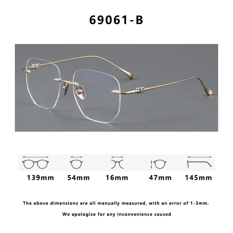 Rimless Glasses Ultra Light Pure Titanium Eyeglass Fashion Polygon Spectacle Optical Prescription Eyeglasses Frames Man Woman