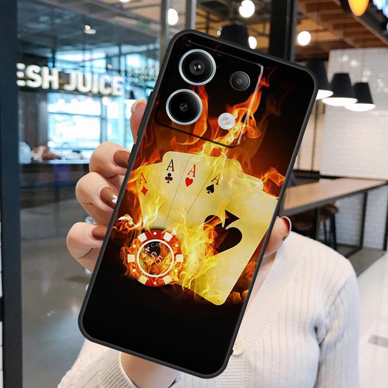 Spades Poker Play Cards Ace Art Case For Xiaomi Redmi Note 13 Pro 10 11 12 14 15 Pro Plus Redmi 15C 14C 10C 12C 13C 15 Cover