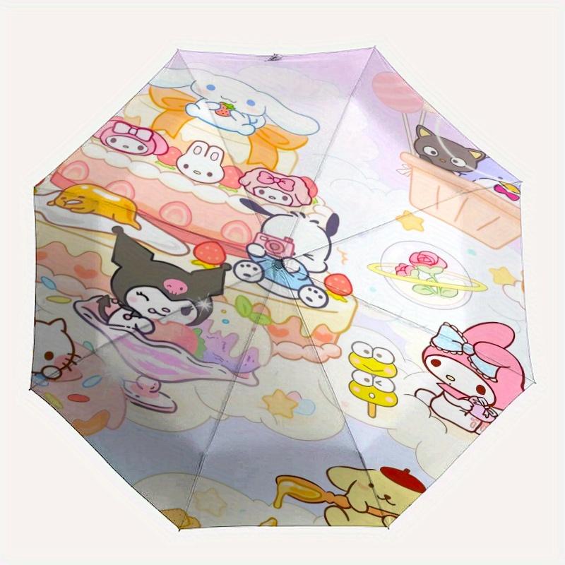 Ice Cream Shop POCHACCO Durable Cartoon Folding Umbrella, Portable 3-Fold Compact Umbrella for Men and Women, Suitable for Travel or Daily Use.Y052