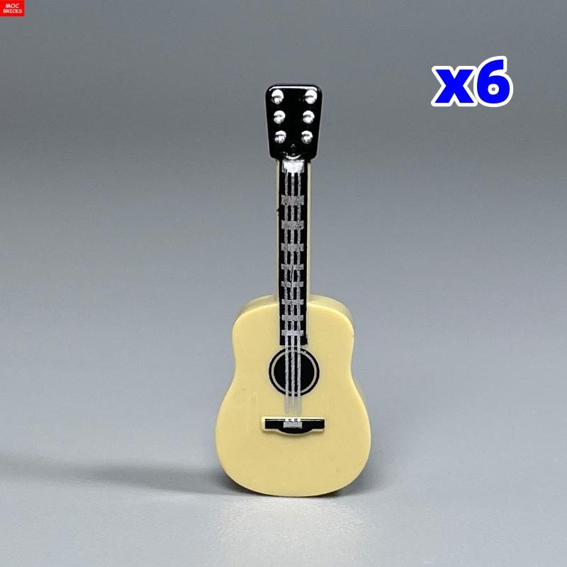 MOC Bricks Guitar Stand 4cm Figure Music Instruments Building Blocks DIY Dolls Toys For Children Gifts