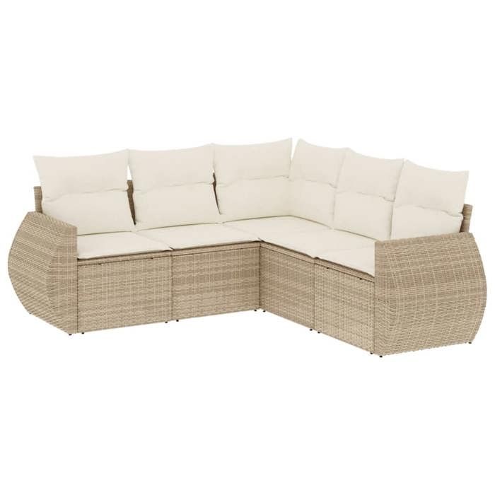 VidaXL Garden Lounge Set with Cushions 5 Pcs, Patio Sofas, Patio Furniture Set, Outdoor Furniture, Beige 3253685
