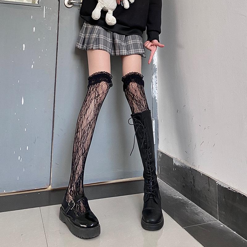 Lolita White Lace Bow Over-the-Knee Velvet Socks