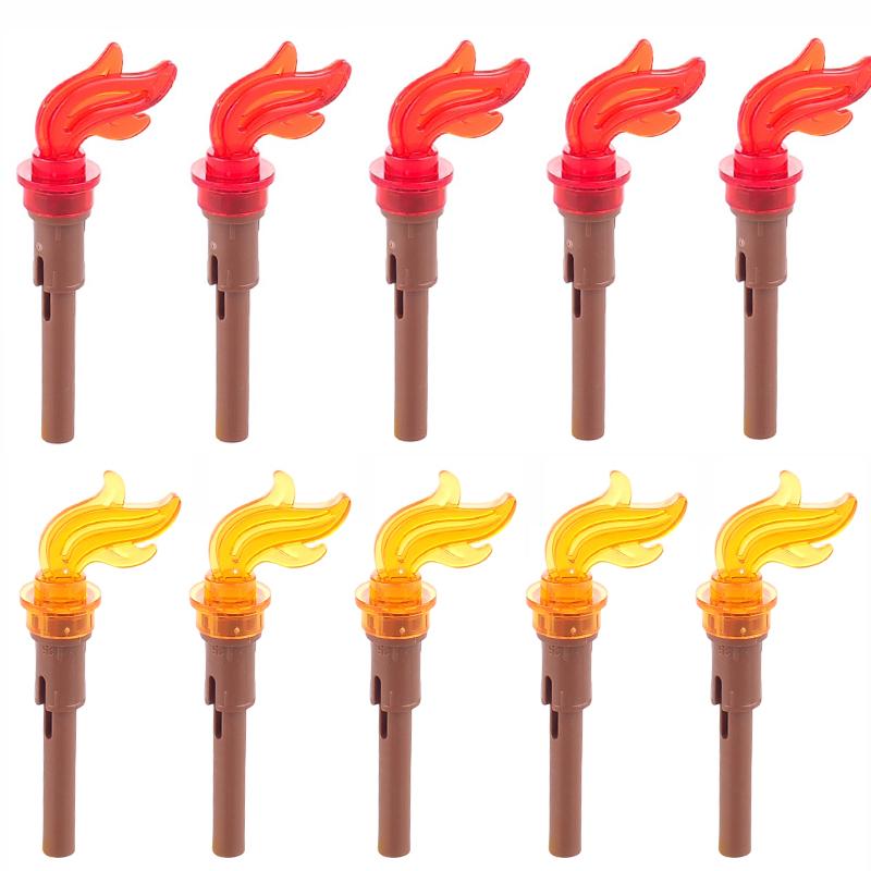 MOC Medieval Building Blocks Compatible Flame Feather Camping Wooden Pile Bonfire Tent Accessories Model Mini Bricks Toys Gifts