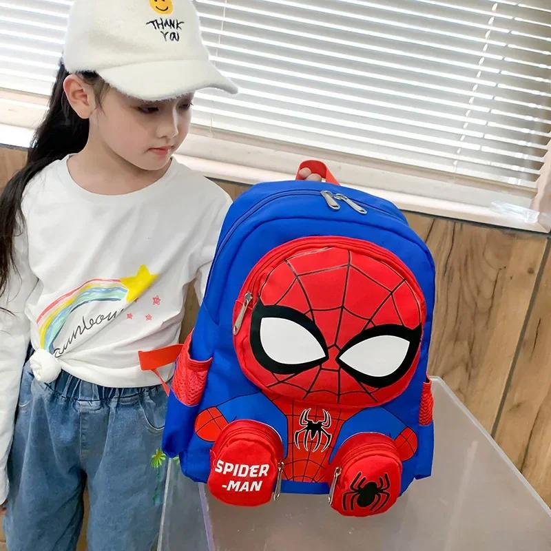 Spiderman Kawaii Backpacks Super Heroes Student School Bag Cartoon 3d Stereo Kindergarten Backpack Children's Travel Bag Gift