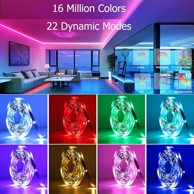 1-25M USB LED Strip Lights Remote Control Color Changing 5050 RGB Led Light Flexible Lamp Tape for TV Backlight Home Room Decor