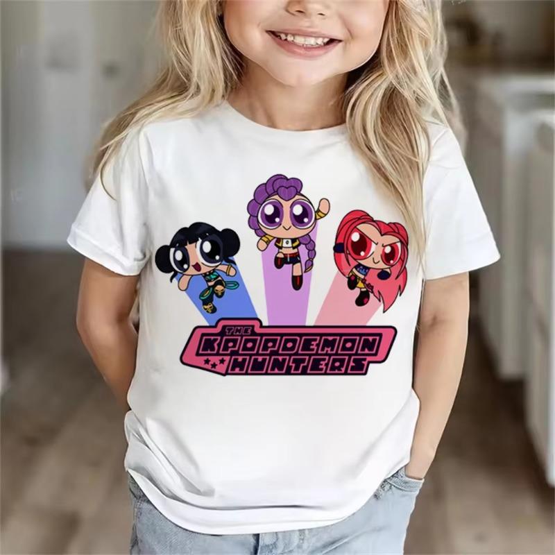 Huntrix Girls Kpop Demon Hunters Two-sided Shirt Anime Style Shirt Summer Rumi Mira Zoey Girl for Men Women Kids Family Clothing
