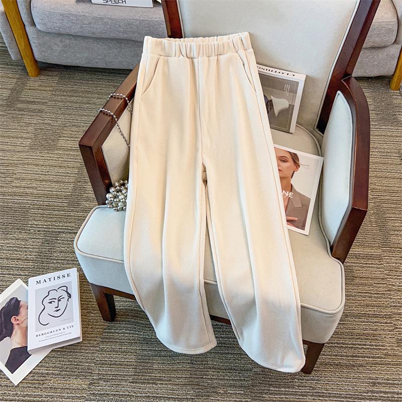 Extra Large Plus-Size Women's Winter High Waist Velvet Pants, Loose Fit, Size 300 Jin (up to 200 Jin available)