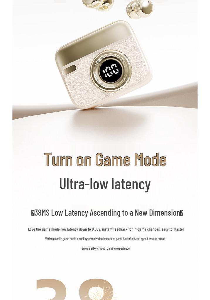 T25 Retro Camera-Style Wireless Earbuds: High Sound Quality, Digital Display, Extended Battery Life