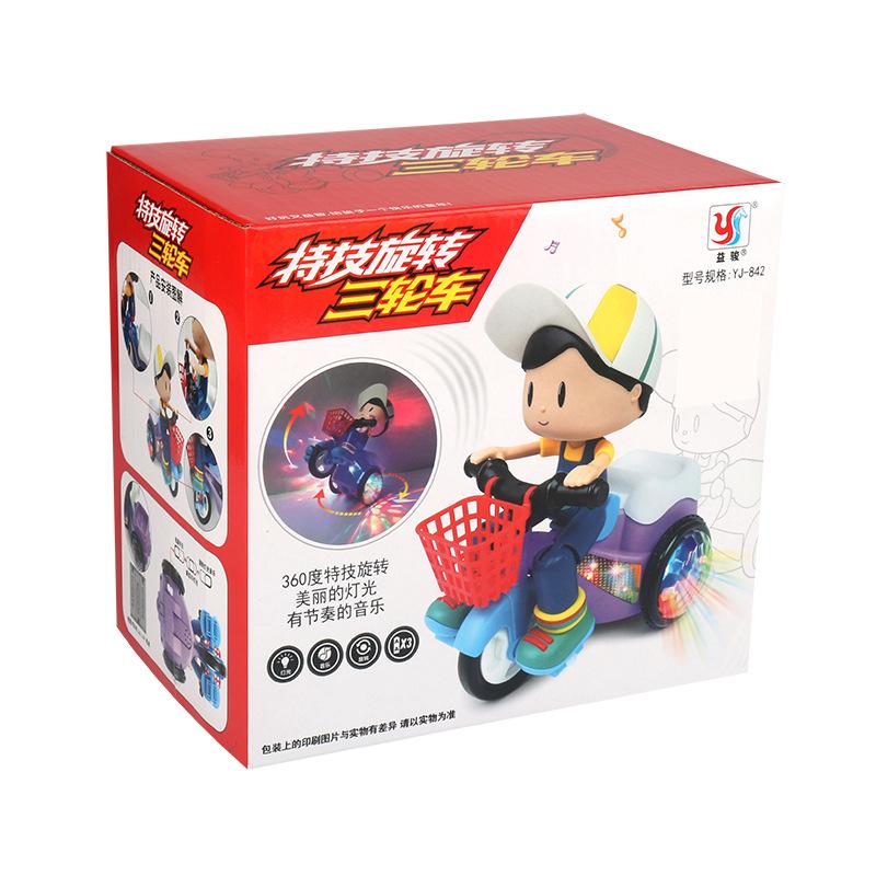 

Новый детский трюковой трехколесный велосипед с подъемным краном, вращающийся на 360 градусов, музыкальные огни, электрические игрушки красный