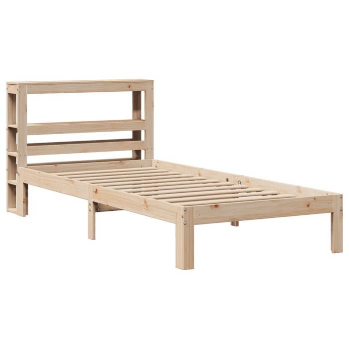 VidaXL Bed Frame with Headboard 90x200 Cm Solid Pine Wood, Bed, Bedroom Furniture, Wooden Bed, Single Bed, Frame 3306041