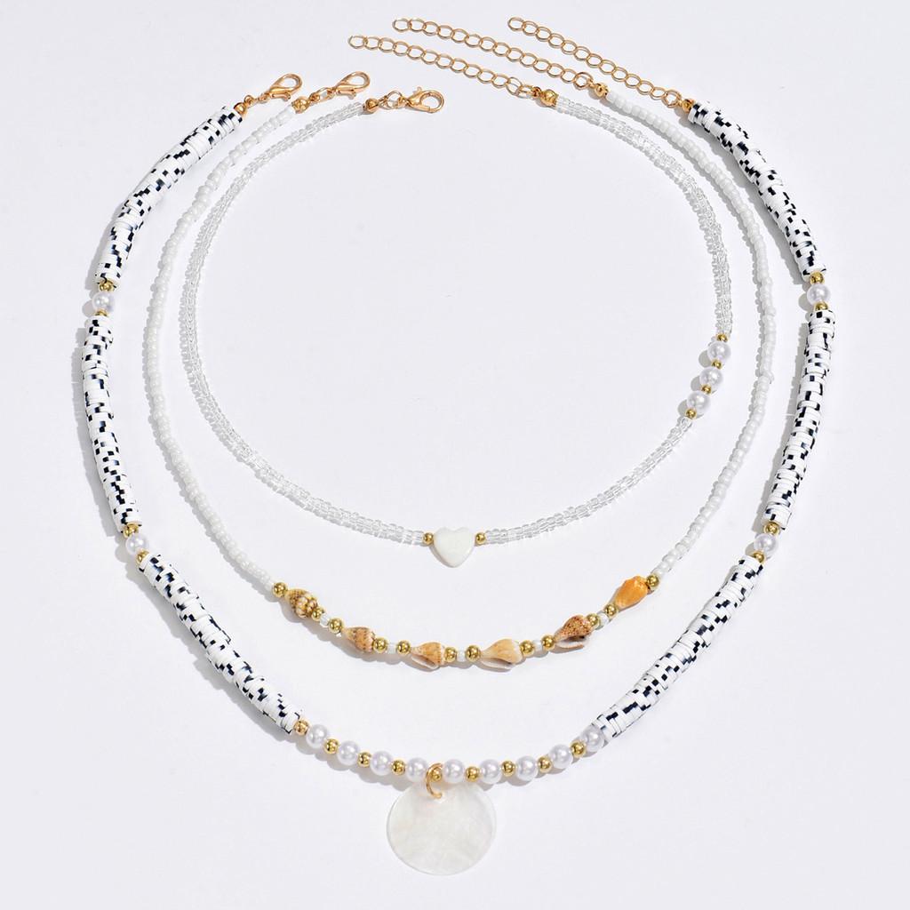 Bohemian Shell Necklace Set For Women Handmade Geometric Beach Jewelry Gift For Summer