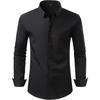 Men S Long Sleeve Formal Shirt Solid Color Stretch Black Buckle No Iron Wrinkle Resistant