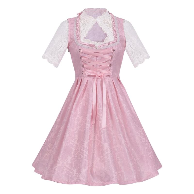 German Beer Festival Dress Suspender Dress Lace Blouse 3 Colors Breathable Polyester Costume Outfit