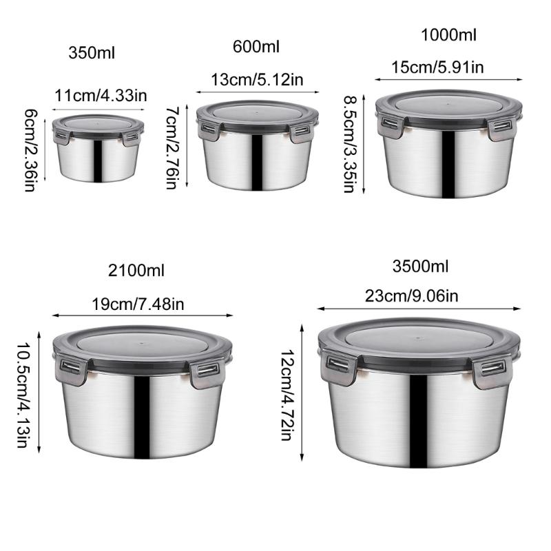Large Capacity Stainless Steel Food Storage Container Leak Proof Lunch Box with Lid Metal Crisper for Home and Office