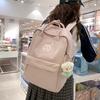 Japanese ins girl backpack Korean version of junior high school student schoolbag female tide large capacity solid color nylon handbag