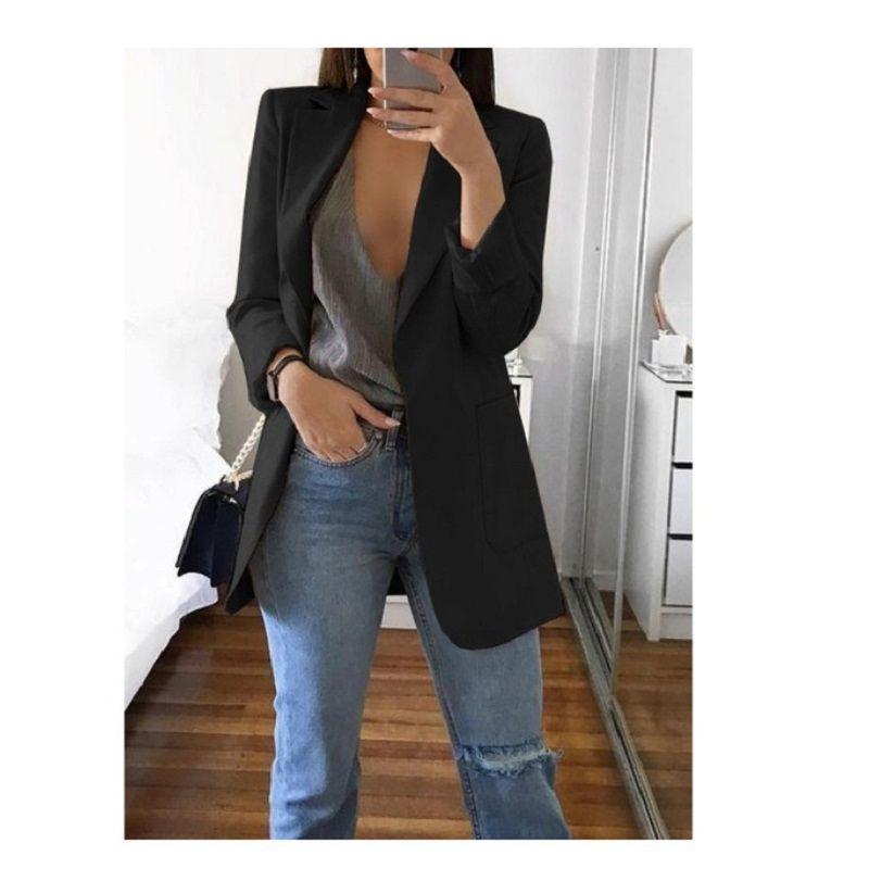 Lapel Women Loose Turndowncollar Long Sleeve Casual Blazer Women Outwear