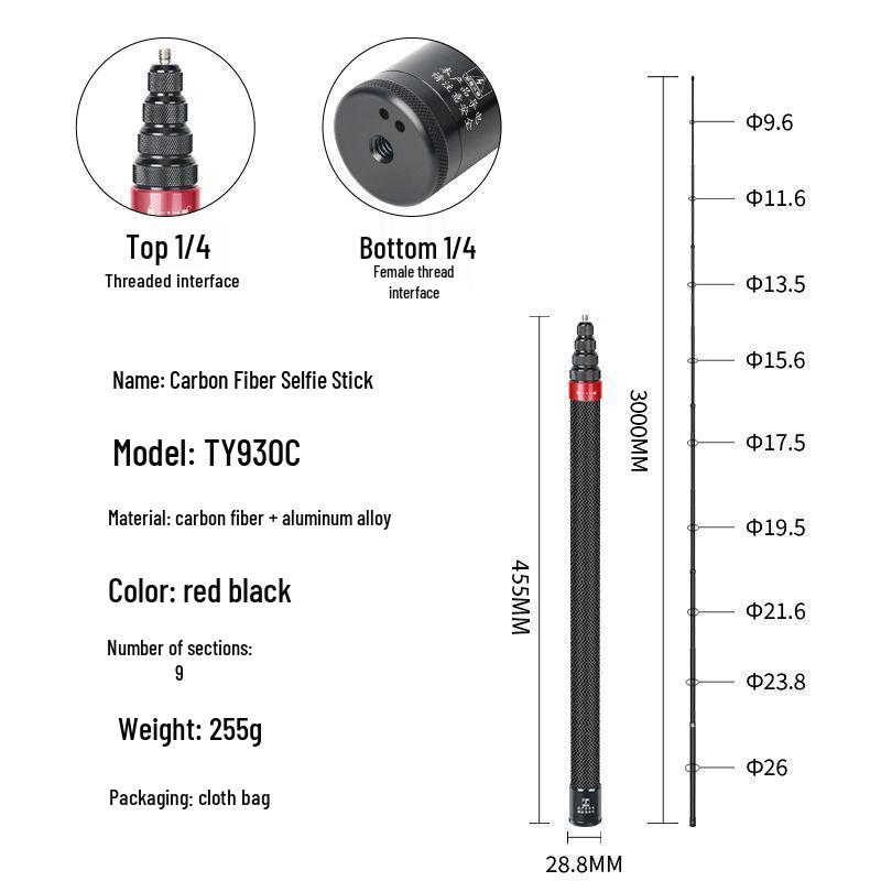 Insta360 Carbon Fiber Invisible Selfie Stick for GoPro