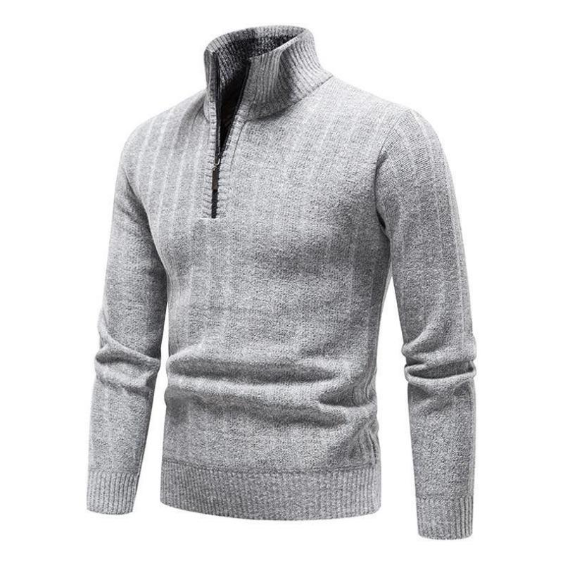 New Men's Sweater, High Street Pile, Pile Collar Pullover, Knit, Solid Color Base Layer