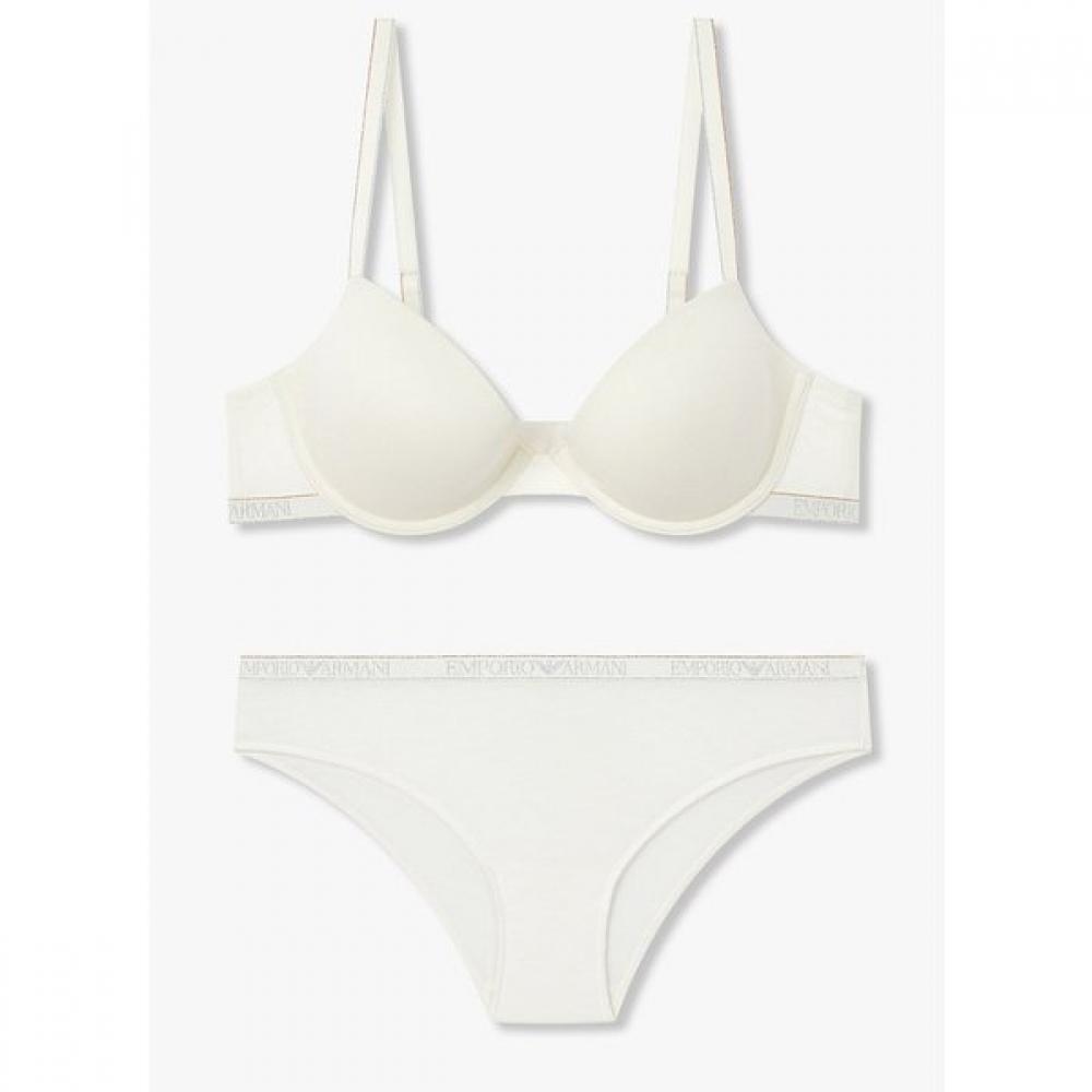 

Emporio Armani Women S Metallic Banding Removable puSh Up Bra Panty Set 0825385504 75C/M(95)