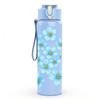 1PC Light Blue Small Flower 750ml Color Plastic Sports Water Bottle Leakproof Flip Straw Lid Suitable for Sports Office Home Use