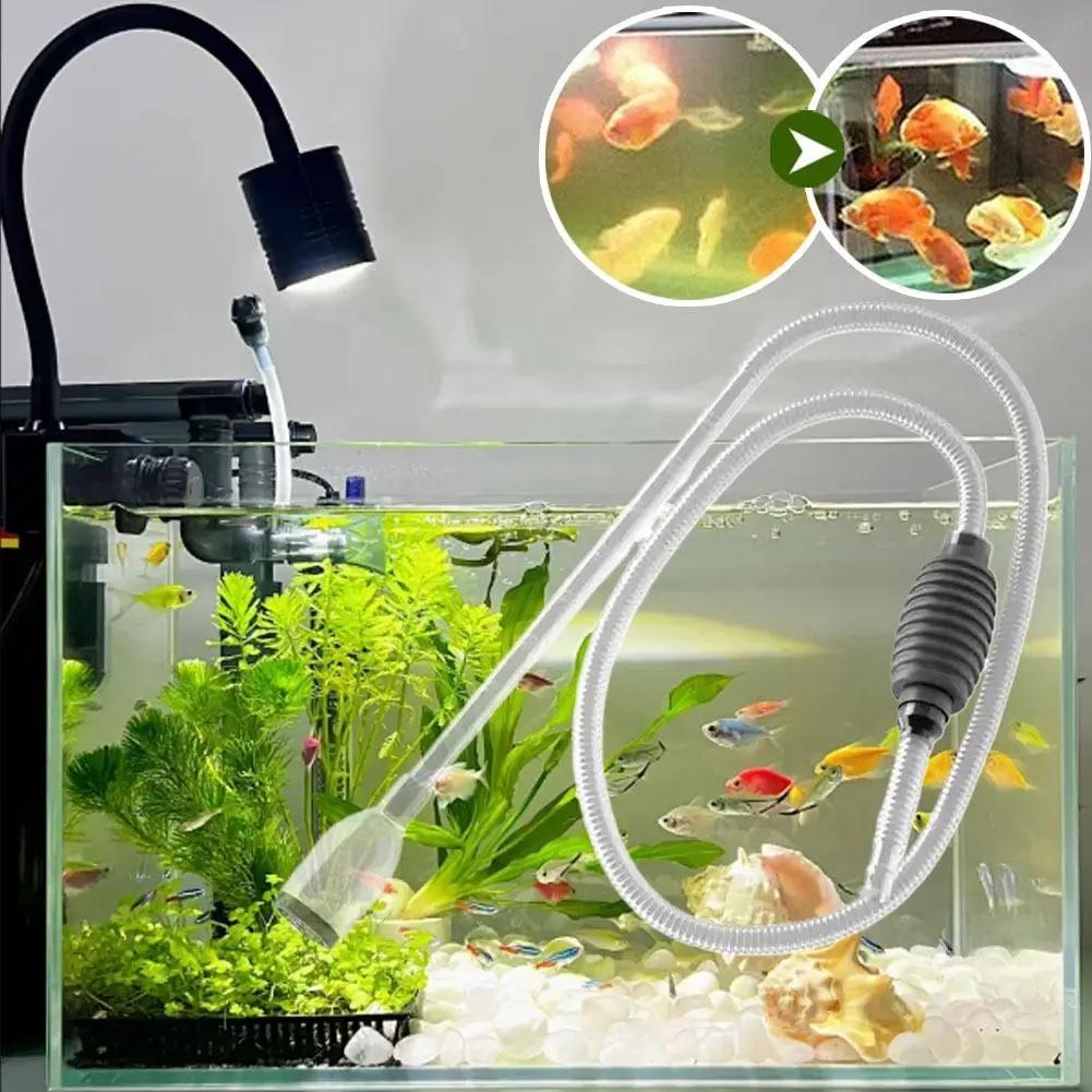 Large Fish Tank Siphon Water Changer Gravel Cleaner Vacuum Debris Suction Tool with Long Extension Tube