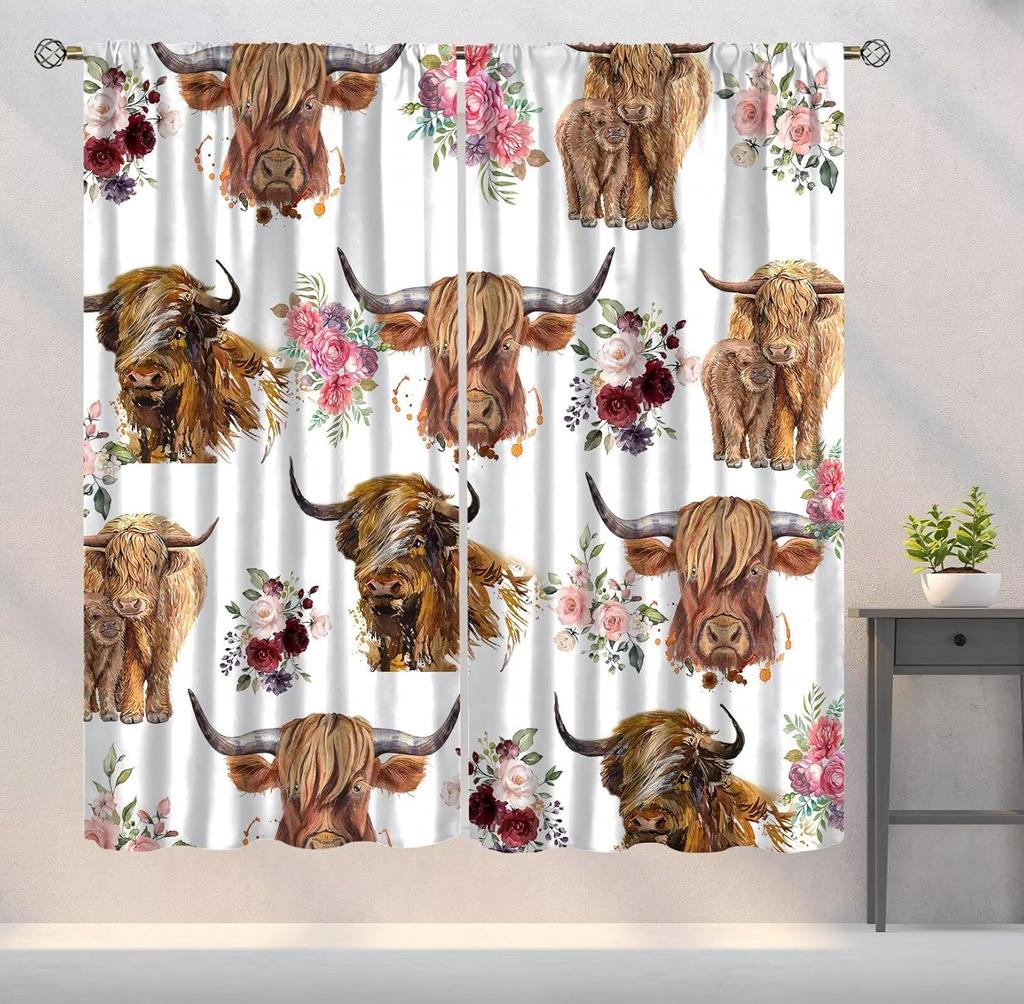 Leopard Print Curtains Brown Cheetah Wildlife Art Printed Window Drapes Bedroom Kitchen Decor Fabric Set Panel Curtain Blackout For Made Of Polyester