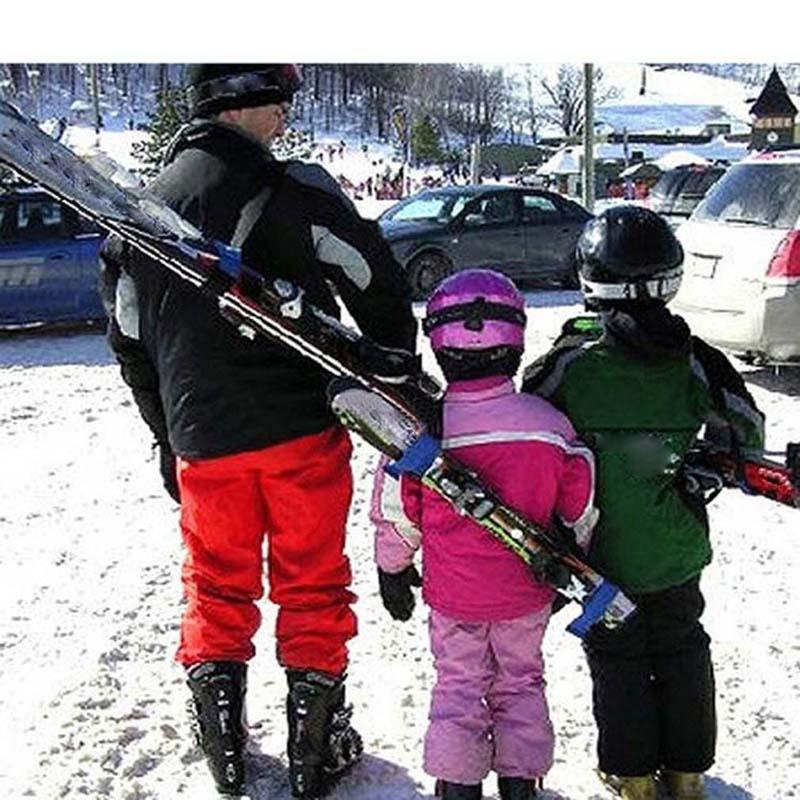 New Skiing Pole Shoulder Hand Carrier Lash Handle Straps Adjustable Buck Hook Loop Protecting Black Nylon Ski Handle Strap Bag