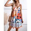 GMXIA Women's Fashion Summer Spring Sleeveless V-Neck Solid Color Print Casual Dresses