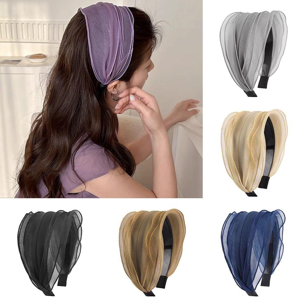 Organza Yarn Hair Hoop Wide Headband Fashion Hair Accessories  for Women Girls