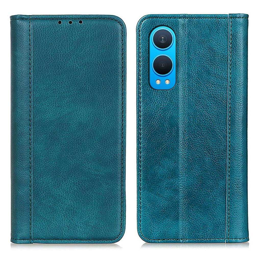 

For OnePlus Nord CE4 Lite 5G/Oppo K12x 5G Wallet Case Split Leather Litchi Texture Phone Cover Green